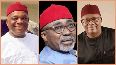 Collage showing the three current senators from Abia State.
