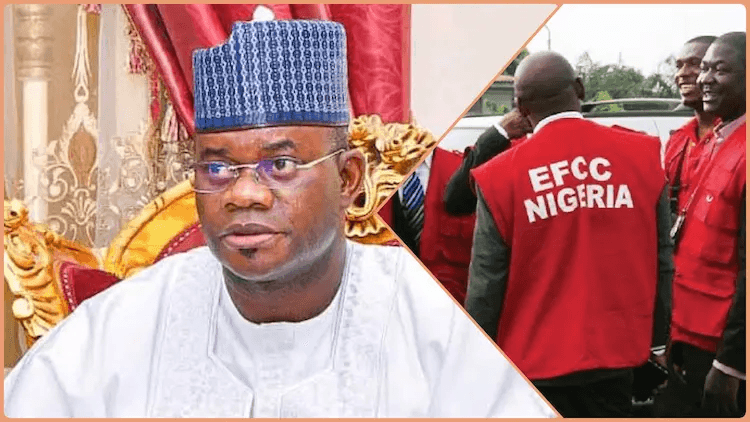 Yahaya Bello, former Kogi State Governor, addresses the media about his surrender to the EFCC